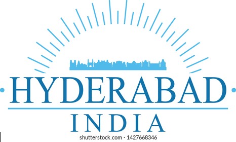 Hyderabad India. Banner Design. City Skyline. Silhouette Vector. Famous Monuments.