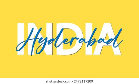 Hyderabad in India calligraphy concept vector vector illustration. Hyderabad is the capital and the largest city of the Indian state of Telangana.