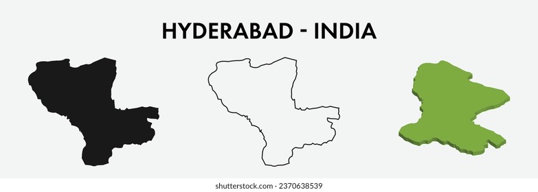 Hyderabad india city map set vector illustration design isolated on white background. Concept of travel and geography.