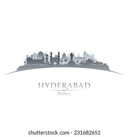 Hyderabad India city skyline silhouette. Vector illustration