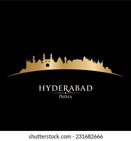 Hyderabad India city skyline silhouette. Vector illustration