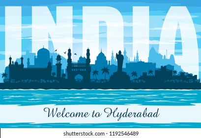 Hyderabad India city skyline vector silhouette illustration