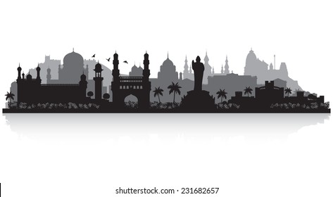 Hyderabad India city skyline vector silhouette illustration