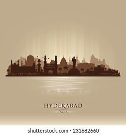 Hyderabad India city skyline vector silhouette illustration