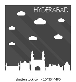 Hyderabad India Skyline City Flat Silhouette Design Background 