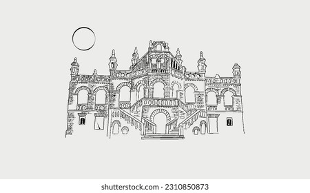 Hyderabad nawab fort-killa line vector art in background