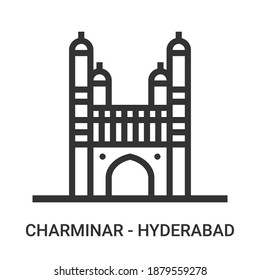 Hyderabad's Famous Charminar Line Icoon