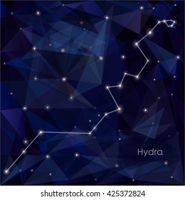 Hydra constellation in night sky, background is a triangulation
