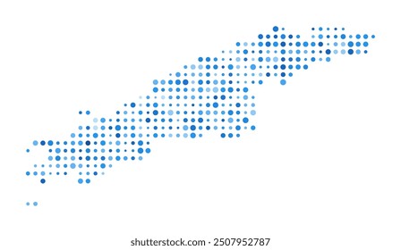 Hydra Dot Map. Island Digital Style Shape. Hydra vector image. Island shape blue circular dots. Creative vector illustration.