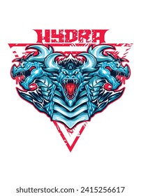 Hydra DRAGON sport mascot logo cartoon illustration vector