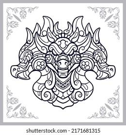 Hydra dragon zentangle arts. isolated on white background