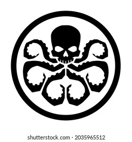 Hydra Hail Octopus Skull Logo Symbol Icon Badge Insignia Flat Vector