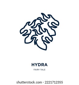 hydra icon from fairy tale collection. Thin linear hydra, dragon, monster outline icon isolated on white background. Line vector hydra sign, symbol for web and mobile