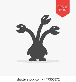 Hydra icon, mythical creature.  Flat design gray color symbol. Modern UI web navigation, sign. Illustration element