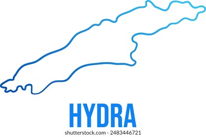 Hydra island map simple line blue gradient map 