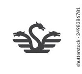 hydra logo black icon design vector illustration silhouettes of mythological dragons basilisk dragon hydra wyvern quetzalcoat zmiulan