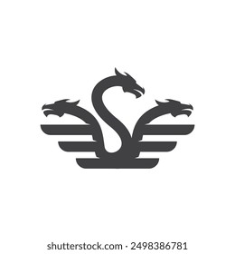 hydra logo black icon design vector illustration silhouettes of mythological dragons basilisk dragon hydra wyvern quetzalcoat zmiulan