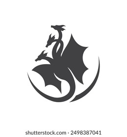 hydra logo black icon design vector illustration silhouettes of mythological dragons basilisk dragon hydra wyvern quetzalcoat zmiulan