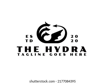 hydra logo. Three heads black hydra silhouette icon design vector illustration