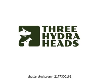 hydra logo. Three heads black hydra silhouette icon design vector illustration