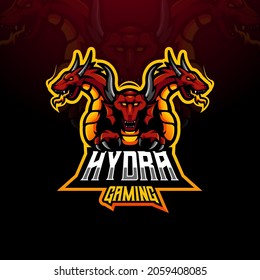 Hydra mascot logo design vector with modern illustration concept style for badge, emblem and t shirt printing. Angry hydra dragon illustration for gaming, esports or team