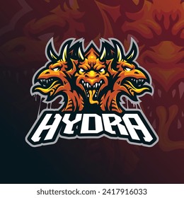 Hydra mascot logo design vector with modern illustration concept style for badge, emblem and t shirt printing. Angry hydra illustration for sport and esport team.