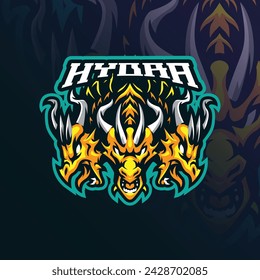 Hydra mascot logo design vector with modern illustration concept style for badge, emblem and t shirt printing. Angry hydra illustration for sport and esport team.