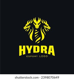 Hydra mascot and symbol e-sport logo design inspiration template, silhouette, flat and powerfull