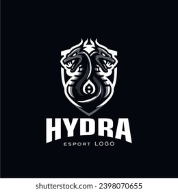 Hydra mascot and symbol e-sport logo design inspiration template, silhouette, flat and powerfull