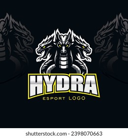 Hydra mascot and symbol e-sport logo design inspiration template, silhouette, flat and powerfull