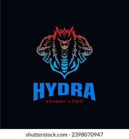 Hydra mascot and symbol e-sport logo design inspiration template, silhouette, flat and power full