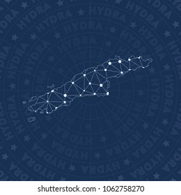 Hydra network style island map. Shapely space style, modern design for infographics or presentation.