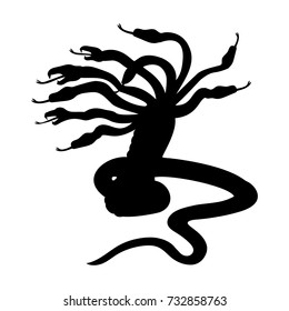 Hydra silhouette ancient mythology fantasy. Vector illustration.