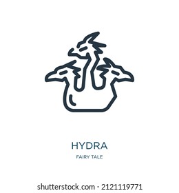 hydra thin line icon. mythology, cartoon linear icons from fairy tale concept isolated outline sign. Vector illustration symbol element for web design and apps.