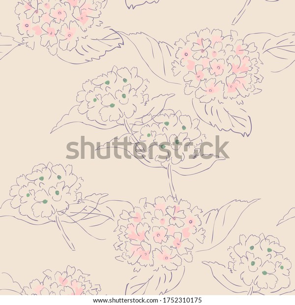 アジサイの絵 壁紙 折り返し用紙 Fabric Flower Pattern Simple Flowerイラスト のベクター画像素材 ロイヤリティフリー
