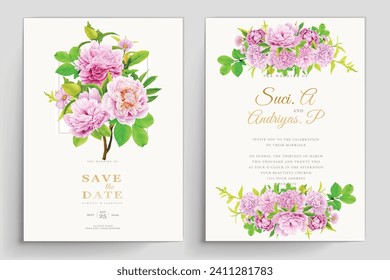 hydrangea floral background and wreath card set