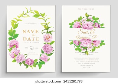 hydrangea floral background and wreath card set