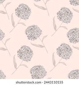 Hydrangea. Flower branch. Botanical background for fabric design, packaging, phone case, wrapping paper.