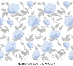 hydrangea flower fabric print pattern painting illustration