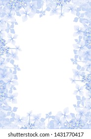 Hydrangea flower frame background -Vertical, blue color