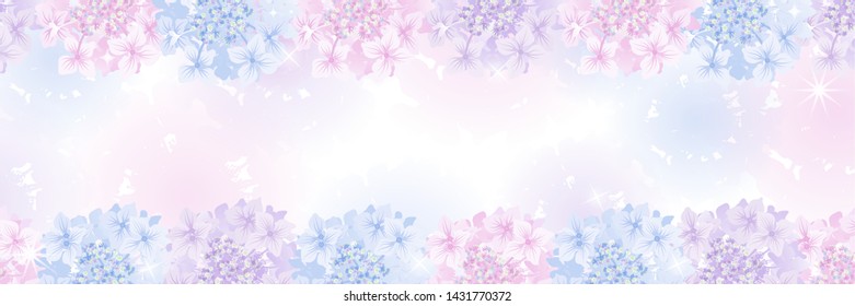 Hydrangea flower head frame in the gradation background - Banner ratio