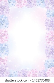 Hydrangea flower head frame in the gradation background - Vertical