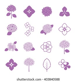 Hydrangea Flower Icon Set