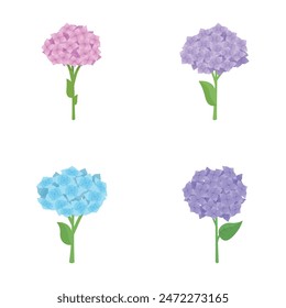 Iconos de flores de hortensia Vector de dibujos animados. Hortensias coloridas y florecientes. Naturaleza, planta