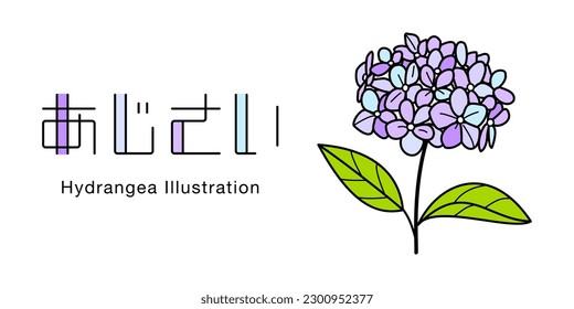 Hydrangea flower and leaf, design letter vector icon illustration material