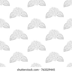 Hydrangea Flower Seamless on White Background. Vector Illustration.