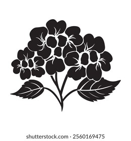 Hydrangea flower silhouette vector icon illustration