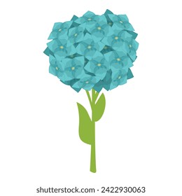 Hydrangea-Symbol-Cartoon-Vektorgrafik. Frühlingsblumen. Blossom-Heiratspflanze