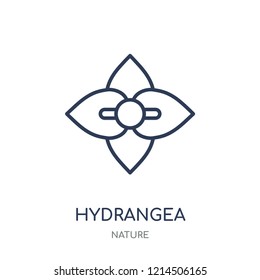 Hydrangea icon. Hydrangea linear symbol design from Nature collection. Simple outline element vector illustration on white background.