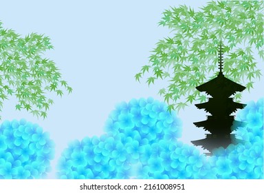 Hydrangea Maple Japanese pattern background